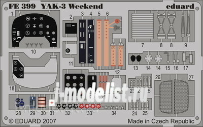 FE399 Eduard 1/48 Цветное фототравление для самолет Я-3 Weekend