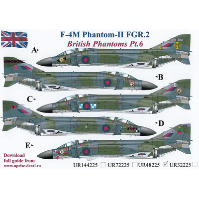 UR48225 Sunrise 1/48 Decal for F-4M Phantom-II FGR.2, British Phantoms Pt.6