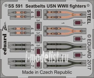 SS591 Eduard 1/72 Color photo etched parts for Steel straps for WWII USN fighter