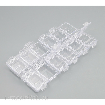 U144-05 MiniWarPaint Storage box rectangular 12 cells, 130x60 mm (Transparent)