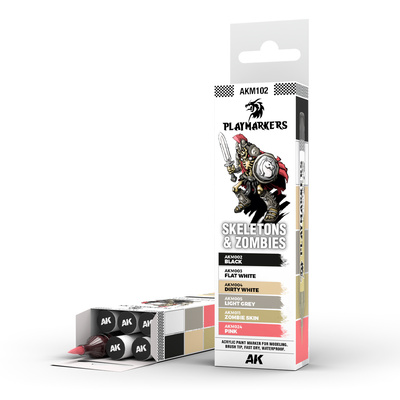 AKM102 AK Interactive Набор акриловых маркеров PLAYMARKER - Скелеты и зомби / SKELETONS & ZOMBIES – PLAYMARKER SET