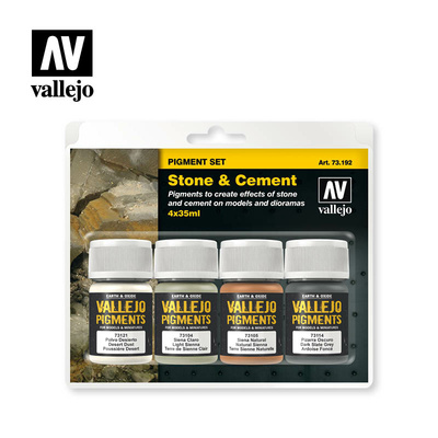 73192 Vallejo Набор сухих пигментов - Камень, Цемент, Архитектура / 4цв.