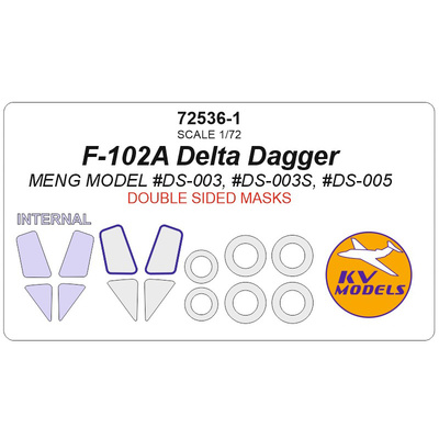 72536-1 KV Models 1/72 Маска окрасочная для F-102A Delta Dagger - двусторонние маски + маски на диски и колеса