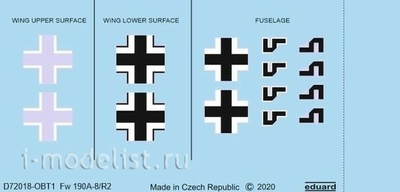 D72018 Eduard 1/72 Decal for Fw 190A-8 / R2 national designations