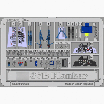 SS251 Eduard 1/72 Цветное фототравление для С-27 Flanker B