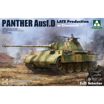 2104 Takom 1/35 Немецкий танк Sd.Kfz.171 Panther D, Late (с циммеритом и интерьером)