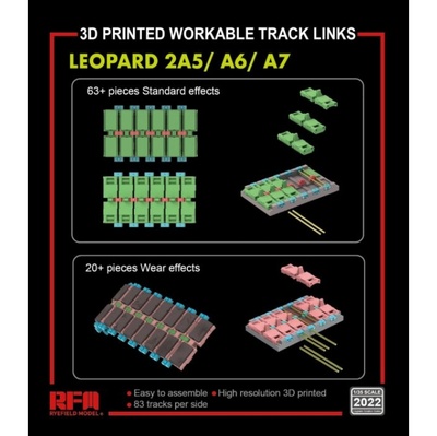 RM-2022 Rye Field Model 1/35 Рабочие траки для Leopard 2A5/A6/A7 (3D печать)