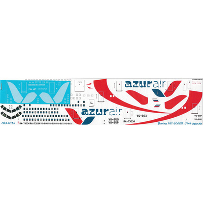 763-015A Ascensio 1/144 Decal for 767-300, Azur (RA-73034)