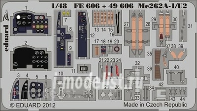 FE606 Eduard 1/48 Color photo etched parts for the Me 262-A1/ U2 S. A.