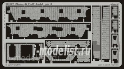 28027 Eduard 1/48 photo etched parts for Zimmerit Pz.IV Ausf.J