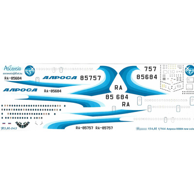 T5M-043 Ascensio 1/144 Декаль для Тушка-154М (Алроса new color 85684)