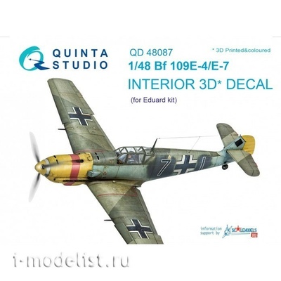 QD48087 Quinta Studio 1/48 3D Cabin Interior Decal Bf 109E-4/E-7 (for Eduard model)