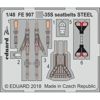 FE907 Eduard 1/48 Фототравление для модели С-35S seatbelts STEEL