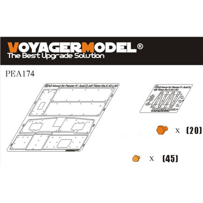 PEA174 Voyager Model 1/35 Дополнительная броня для  Pz.Kpfw.IV Ausf.D mit 75mm Kw.K.40 L/43 (для Dragon)