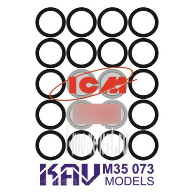 M35 073 KAV models 1/35 Окрасочная маска на бандажи танка тип 34 (ICM)