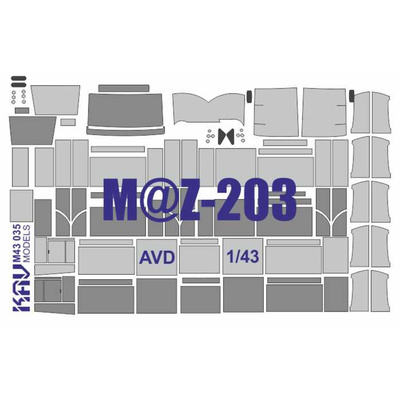 M43 035 KAV Models 1/43 Paint mask for glazing M@Z-203 (AVD)