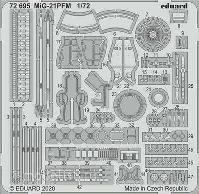 72695 Eduard 1/72 Набор фототравления для MiGG-21ПФМ