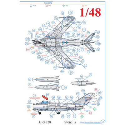 UR4828 UpRise 1/48 Декали для MiGG-17 Тех. надписи