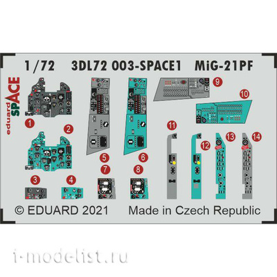 3DL72003 Eduard 1/72 Объёмная 3D декаль для МiGG-21ПФ SPACE