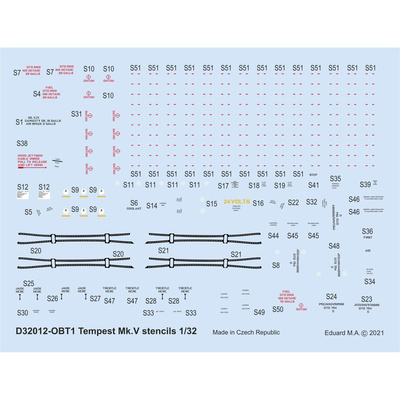 D32012 Eduard 1/32 Декаль для Tempest Mk. V, тех. надписи