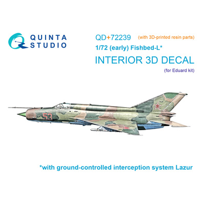 QD+72239 Quinta Studio 1/72 3D Декаль интерьера кабины MiGG-21БИС Ранний (с системой Лазурь-М) (Eduard) (с 3D-печатными деталями)
