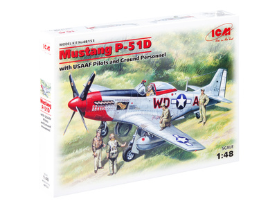 48153 ICM 1/48 Мустанг Р-51Д с пилотами и техниками