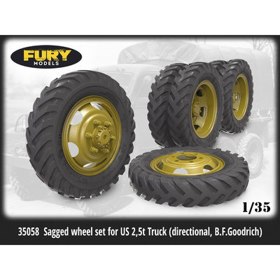 35058 Fury Models 1/35 Набор колёс под нагрузкой для американского грузовика грузоподъемностью 2,5 т (направленные, B.F.Goodrich)