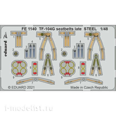 FE1140 Eduard 1/48 Фототравление для TF-104G стальные ремни, поздний тип