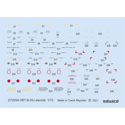 D72034 Eduard 1/72 Decals for B-25J tech.inscriptions
