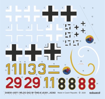 D48051 Eduard 1/48 Decal for WILDE SAU Bf 109G-6 of JG 301/302