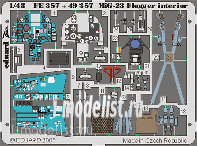 FE357 Eduard 1/48 Цветное фототравление для MiGG-23 Flogger B interior (интерьер)