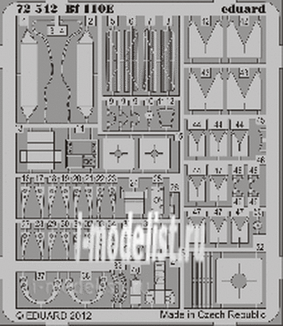 72542 Eduard 1/72 Фототравление для Bf 110E