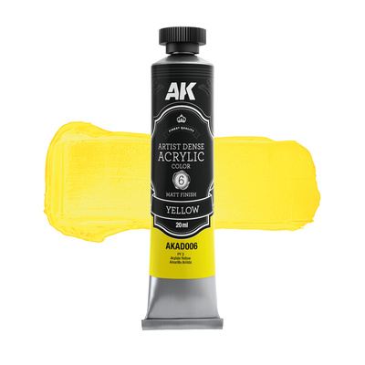 AKAD006 AK Interactive Акриловая краска ARTISTIC DENSE в тюбике - Жёлтый / YELLOW – ARTISTIC DENSE ACRYLIC COLOR