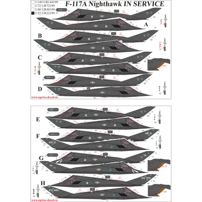 UR32199 UpRise 1/32 Декаль для F-117A Nighthawk 