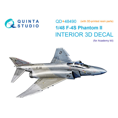 QD+48490 Quinta Studio 1/48 3D Декаль интерьера для F-4S Phantom II (Academy) (с 3D-печатными деталями)