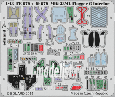 FE679 Eduard 1/48 Цветное фототравление для MiGG-23ML Flogger G interior S.A.
