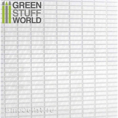 1113 Green Stuff World Пластиковый лист с текстурой большие прямоугольники А4 0,75 мм / ABS Plasticard - LARGE RECTANGLES Textured Sheet - A4