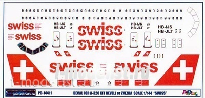 320-21 PasDecals 1/144 Декаль на А-320 SWISS