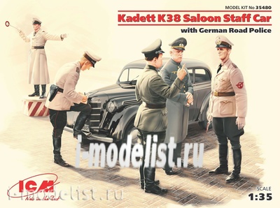 35480 ICM 1/35 Автомобиль Kadett K38 седан, с германской дорожной полицией