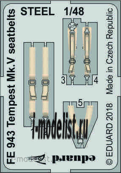 FE943 Eduard photo etched parts 1/48 Tempest Mk. V belts, steel