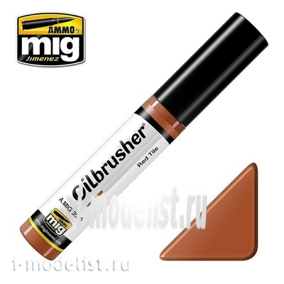 AMIG3525 Ammo Mig RED TILE (Масляная краска с тонкой кистью аппликатором) / КРАСНАЯ ПЛИТКА
