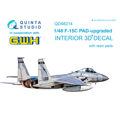 QD48214 Quinta Studio 1/48 3D Декаль интерьера кабины со смоляными деталями F-15C PAD-upgraded (GWH)