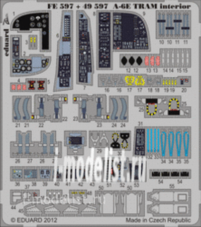 FE597 Eduard 1/48 Цветное фототравление для A-6E TRAM interior S. A.
