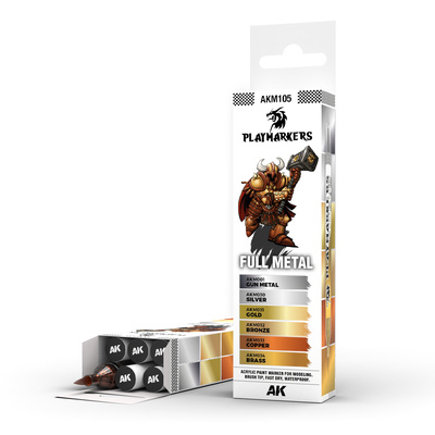 AKM105 AK Interactive Набор акриловых маркеров PLAYMARKER - Металл / FULL METAL – PLAYMARKER SET