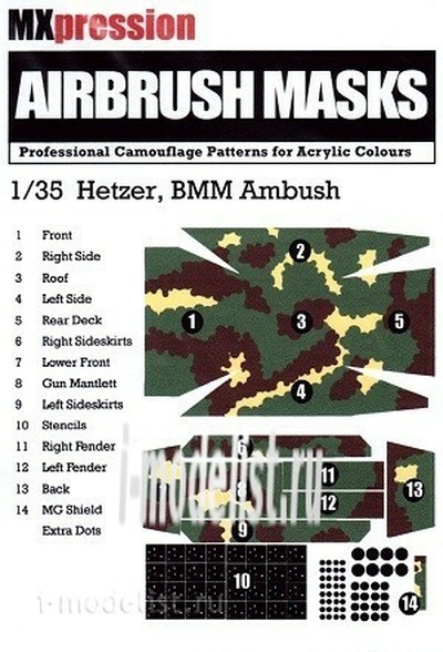 MX35002 MXpression 1/35 Camouflage mask Hetzer BMM Ambush, Airbrush Mask