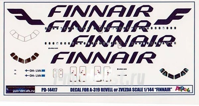 PD-14417 PasDecals 1/144 Декаль на А-319 Finnair 