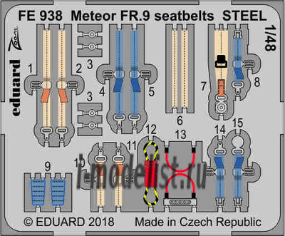 FE938 Eduard 1/48 Фототравление Meteor FR.9 стальные ремни