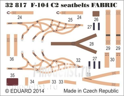 32817 Eduard 1/32 Фототравление привязные ремни F-104 C2 seatbelts SUPER FABRIC