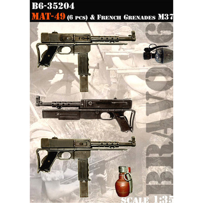 B6-35204 Bravo-6 1/35 MAT-49 (6 pcs) & French grenades M37 / МАТ-49 (6 шт.) и французские гранаты М37