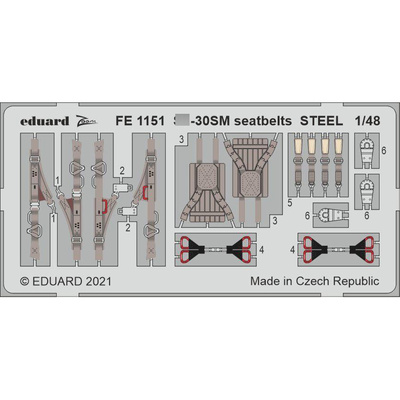 FE1151 Eduard 1/48 Фототравление для С-30СМ, стальные ремни